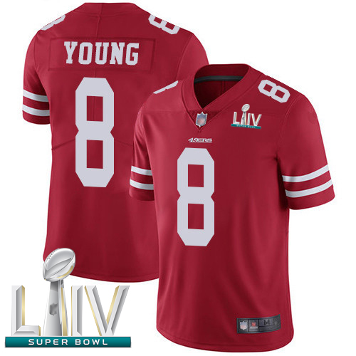 Personalized 49ers #8 Steve Young Red Team Color Super Bowl LIV Bound Youth Stitched Football Untouchable Limited Jersey