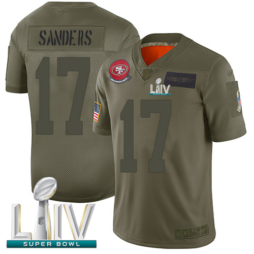 Personalized 49ers #17 Emmanuel Sanders Camo Super Bowl LIV Bound Youth Stitched Football Limited 2019 Salute to Service Jersey