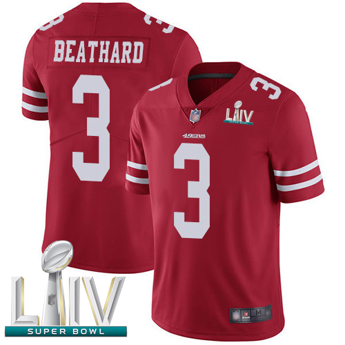 Personalized 49ers #3 C.J. Beathard Red Team Color Super Bowl LIV Bound Youth Stitched Football Untouchable Limited Jersey