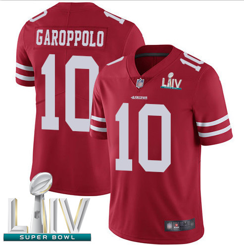 Personalized 49ers #10 Jimmy Garoppolo Red Team Color Super Bowl LIV Bound Youth Stitched Football Untouchable Limited Jersey