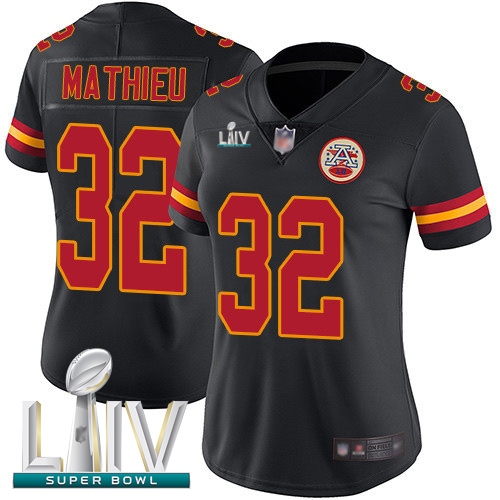 Personalized Chiefs #32 Tyrann Mathieu Black Super Bowl LIV Bound Women’s Stitched Football Limited Rush Jersey
