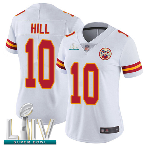 Personalized Chiefs #10 Tyreek Hill White Super Bowl LIV Bound Women’s Stitched Football Untouchable Limited Jersey