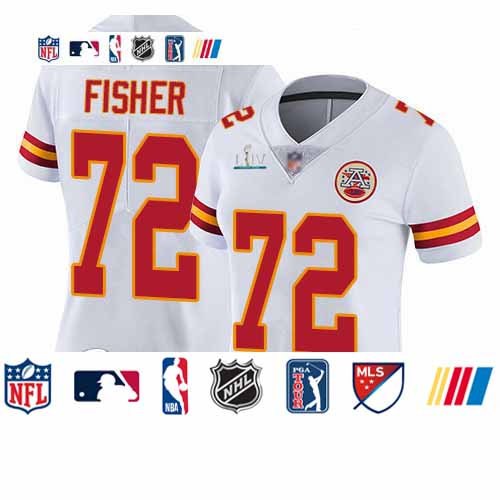 Personalized Chiefs #72 Eric Fisher White Super Bowl LIV Bound Women’s Stitched Football Untouchable Limited Jersey