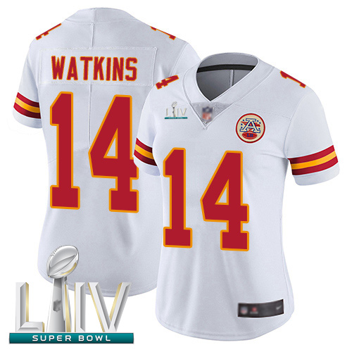 Personalized Chiefs #14 Sammy Watkins White Super Bowl LIV Bound Women’s Stitched Football Untouchable Limited Jersey
