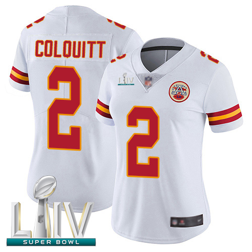 Personalized Chiefs #2 Dustin Colquitt White Super Bowl LIV Bound Women’s Stitched Football Untouchable Limited Jersey
