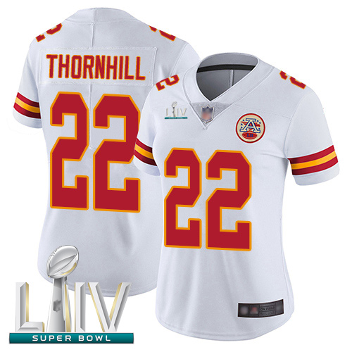 Personalized Chiefs #22 Juan Thornhill White Super Bowl LIV Bound Women’s Stitched Football Untouchable Limited Jersey