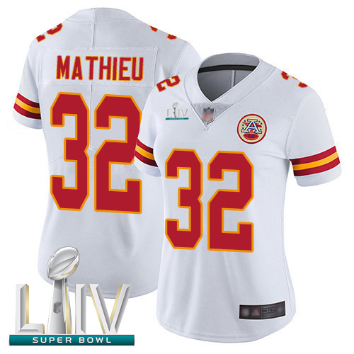 Personalized Chiefs #32 Tyrann Mathieu White Super Bowl LIV Bound Women’s Stitched Football Untouchable Limited Jersey