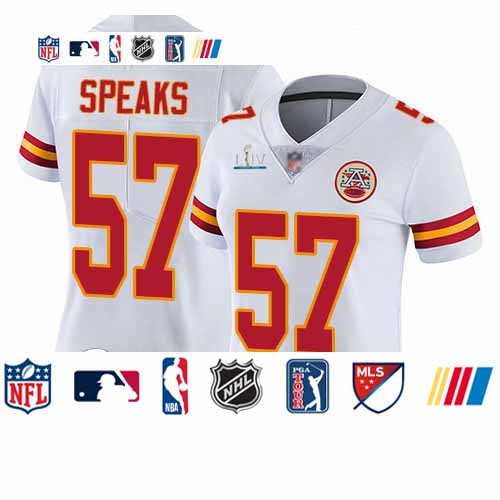 Personalized Chiefs #57 Breeland Speaks White Super Bowl LIV Bound Women’s Stitched Football Untouchable Limited Jersey