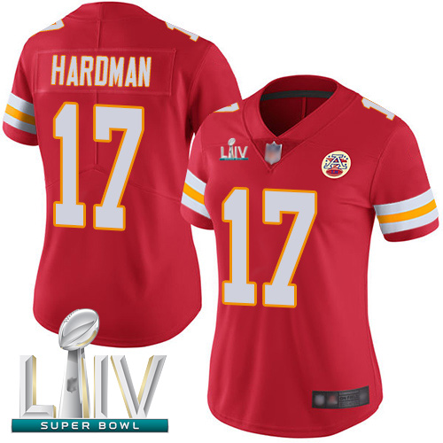 Personalized Chiefs #17 Mecole Hardman Red Team Color Super Bowl LIV Bound Women’s Stitched Football Untouchable Limited Jersey