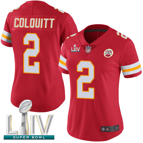 Personalized Chiefs #2 Dustin Colquitt Red Team Color Super Bowl LIV Bound Women’s Stitched Football Untouchable Limited Jersey