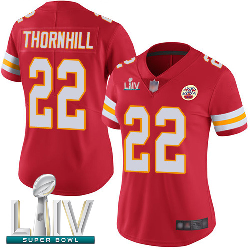 Personalized Chiefs #22 Juan Thornhill Red Team Color Super Bowl LIV Bound Women’s Stitched Football Untouchable Limited Jersey