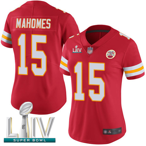 Personalized Chiefs #15 Patrick Mahomes Red Team Color Super Bowl LIV Bound Women’s Stitched Football Untouchable Limited Jersey