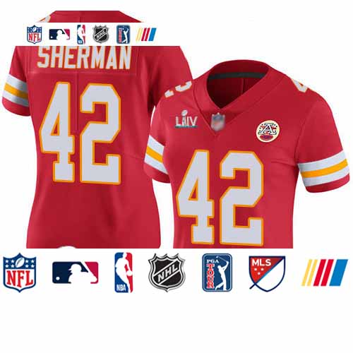 Personalized Chiefs #42 Anthony Sherman Red Team Color Super Bowl LIV Bound Women’s Stitched Football Untouchable Limited Jersey