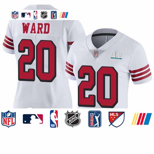 Personalized 49ers #20 Jimmie Ward White Rush Super Bowl LIV Bound Women’s Stitched Football Untouchable Limited Jersey