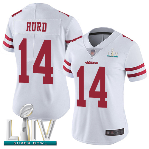 Personalized 49ers #14 Jalen Hurd White Super Bowl LIV Bound Women’s Stitched Football Untouchable Limited Jersey