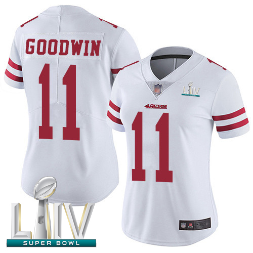 Personalized 49ers #11 Marquise Goodwin White Super Bowl LIV Bound Women’s Stitched Football Untouchable Limited Jersey