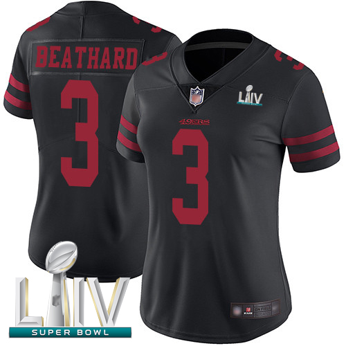 Personalized 49ers #3 C.J. Beathard Black Alternate Super Bowl LIV Bound Women’s Stitched Football Untouchable Limited Jersey