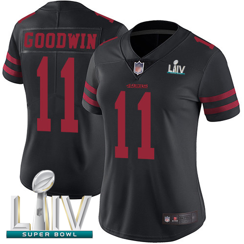 Personalized 49ers #11 Marquise Goodwin Black Alternate Super Bowl LIV Bound Women’s Stitched Football Untouchable Limited Jersey