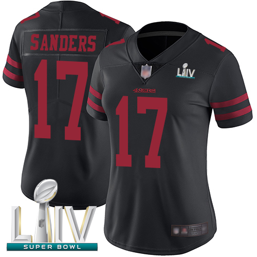 Personalized 49ers #17 Emmanuel Sanders Black Alternate Super Bowl LIV Bound Women’s Stitched Football Untouchable Limited Jersey
