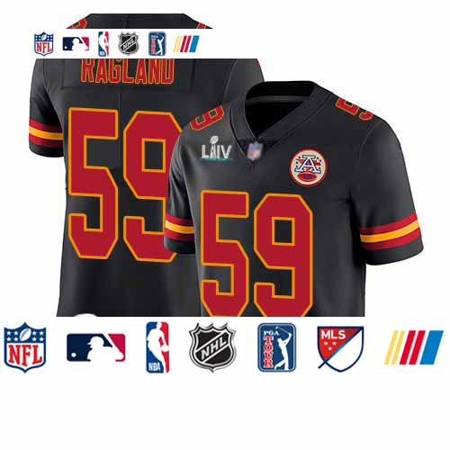 Personalized Chiefs #59 Reggie Ragland Black Super Bowl LIV Bound Men’s Stitched Football Limited Rush Jersey
