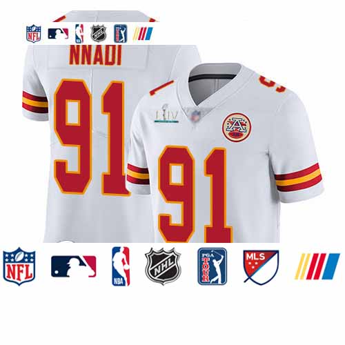 Personalized Chiefs #91 Derrick Nnadi White Super Bowl LIV Bound Men’s Stitched Football Untouchable Limited Jersey