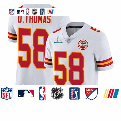 Personalized Chiefs #58 Derrick Thomas White Super Bowl LIV Bound Men’s Stitched Football Untouchable Limited Jersey