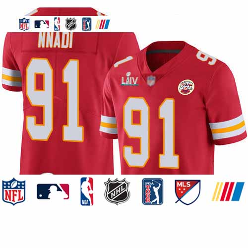Personalized Chiefs #91 Derrick Nnadi Red Team Color Super Bowl LIV Bound Men’s Stitched Football Untouchable Limited Jersey