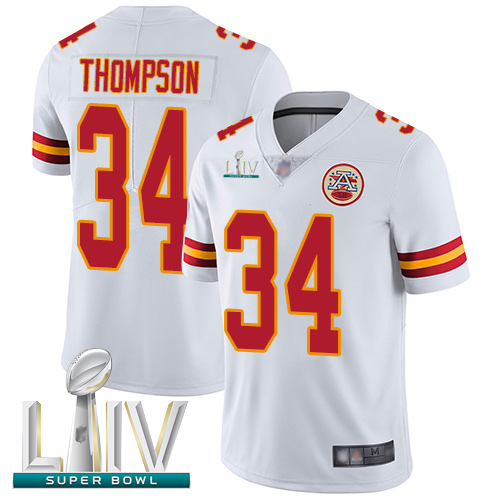 Personalized Chiefs #34 Darwin Thompson White Super Bowl LIV Bound Men’s Stitched Football Untouchable Limited Jersey