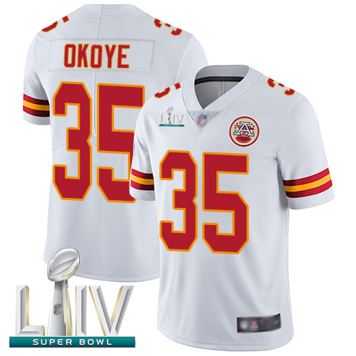 Personalized Chiefs #35 Christian Okoye White Super Bowl LIV Bound Men’s Stitched Football Untouchable Limited Jersey