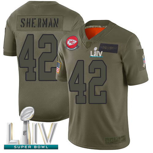 Personalized Chiefs #42 Anthony Sherman Camo Super Bowl LIV Bound Men’s Stitched Football Limited 2019 Salute To Service Jersey