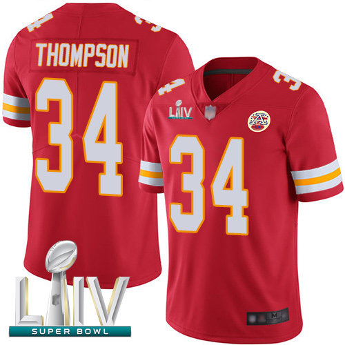 Personalized Chiefs #34 Darwin Thompson Red Team Color Super Bowl LIV Bound Men’s Stitched Football Untouchable Limited Jersey