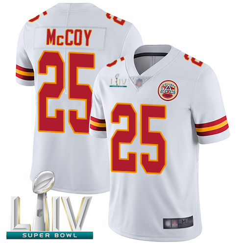 Personalized Chiefs #25 LeSean McCoy White Super Bowl LIV Bound Men’s Stitched Football Untouchable Limited Jersey