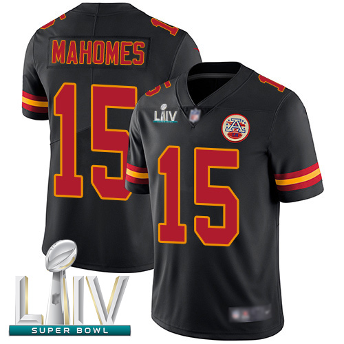 Personalized Chiefs #15 Patrick Mahomes Black Super Bowl LIV Bound Men’s Stitched Football Limited Rush Jersey