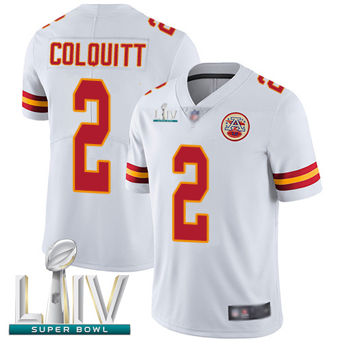 Personalized Chiefs #2 Dustin Colquitt White Super Bowl LIV Bound Men’s Stitched Football Untouchable Limited Jersey