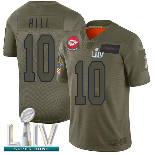Personalized Chiefs #10 Tyreek Hill Camo Super Bowl LIV Bound Men’s Stitched Football Limited 2019 Salute To Service Jersey