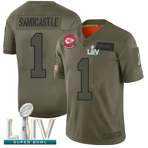 Personalized Chiefs #1 Leon Sandcastle Camo Super Bowl LIV Bound Men’s Stitched Football Limited 2019 Salute To Service Jersey