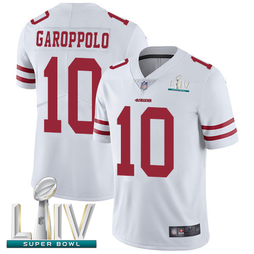 Personalized 49ers #10 Jimmy Garoppolo White Super Bowl LIV Bound Men’s Stitched Football Untouchable Limited Jersey