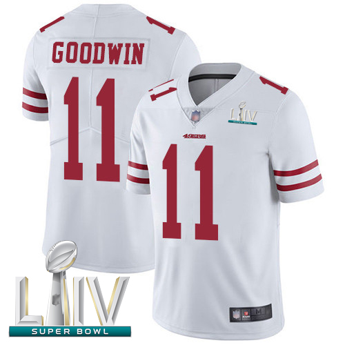 Personalized 49ers #11 Marquise Goodwin White Super Bowl LIV Bound Men’s Stitched Football Untouchable Limited Jersey