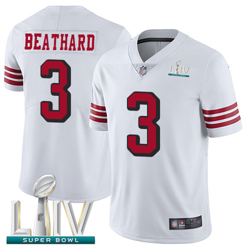 Personalized 49ers #3 C.J. Beathard White Rush Super Bowl LIV Bound Men’s Stitched Football Untouchable Limited Jersey