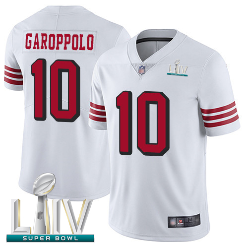 Personalized 49ers #10 Jimmy Garoppolo White Rush Super Bowl LIV Bound Men’s Stitched Football Untouchable Limited Jersey