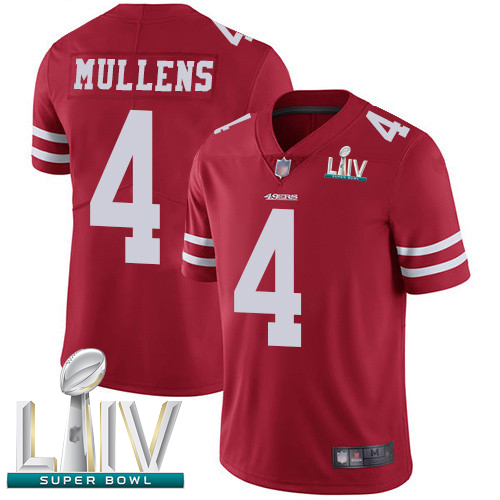 Personalized 49ers #4 Nick Mullens Red Team Color Super Bowl LIV Bound Men’s Stitched Football Untouchable Limited Jersey