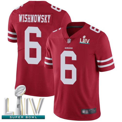 Personalized 49ers #6 Mitch Wishnowsky Red Team Color Super Bowl LIV Bound Men’s Stitched Football Untouchable Limited Jersey