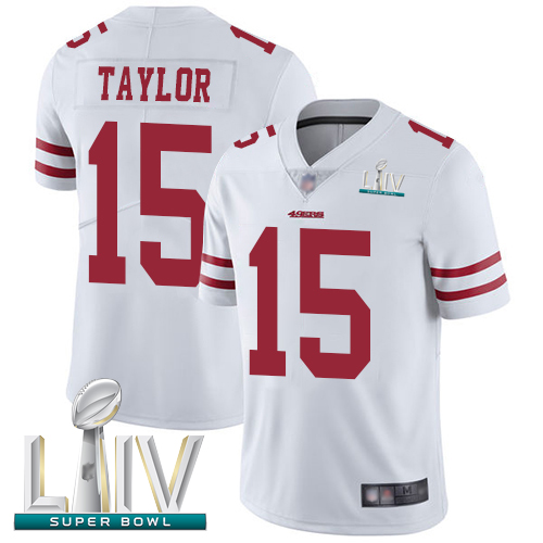 Personalized 49ers #15 Trent Taylor White Super Bowl LIV Bound Men’s Stitched Football Untouchable Limited Jersey
