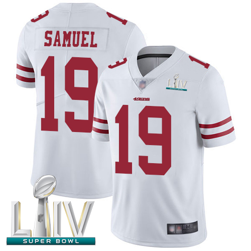 Personalized 49ers #19 Deebo Samuel White Super Bowl LIV Bound Men’s Stitched Football Untouchable Limited Jersey