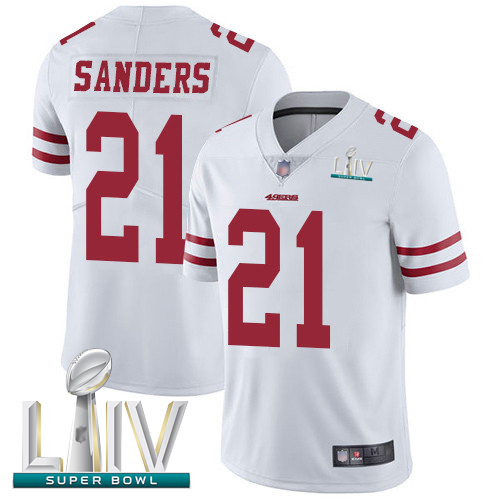 Personalized 49ers #21 Deion Sanders White Super Bowl LIV Bound Men’s Stitched Football Untouchable Limited Jersey