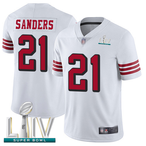 Personalized 49ers #21 Deion Sanders White Rush Super Bowl LIV Bound Men’s Stitched Football Untouchable Limited Jersey