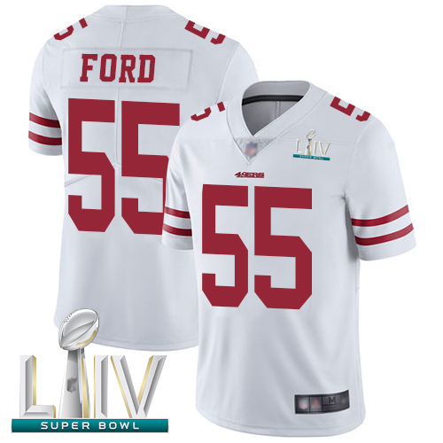 Personalized 49ers #55 Dee Ford White Super Bowl LIV Bound Men’s Stitched Football Untouchable Limited Jersey
