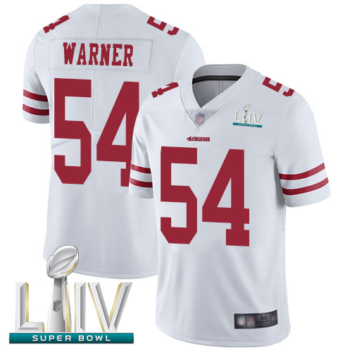 Personalized 49ers #54 Fred Warner White Super Bowl LIV Bound Men’s Stitched Football Untouchable Limited Jersey
