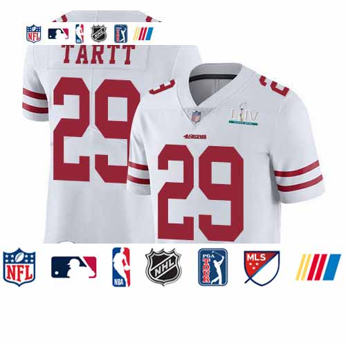 Personalized 49ers #29 Jaquiski Tartt White Super Bowl LIV Bound Men’s Stitched Football Untouchable Limited Jersey