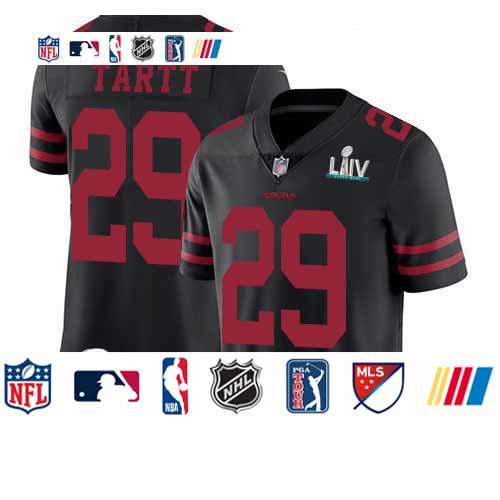 Personalized 49ers #29 Jaquiski Tartt Black Alternate Super Bowl LIV Bound Men’s Stitched Football Untouchable Limited Jersey